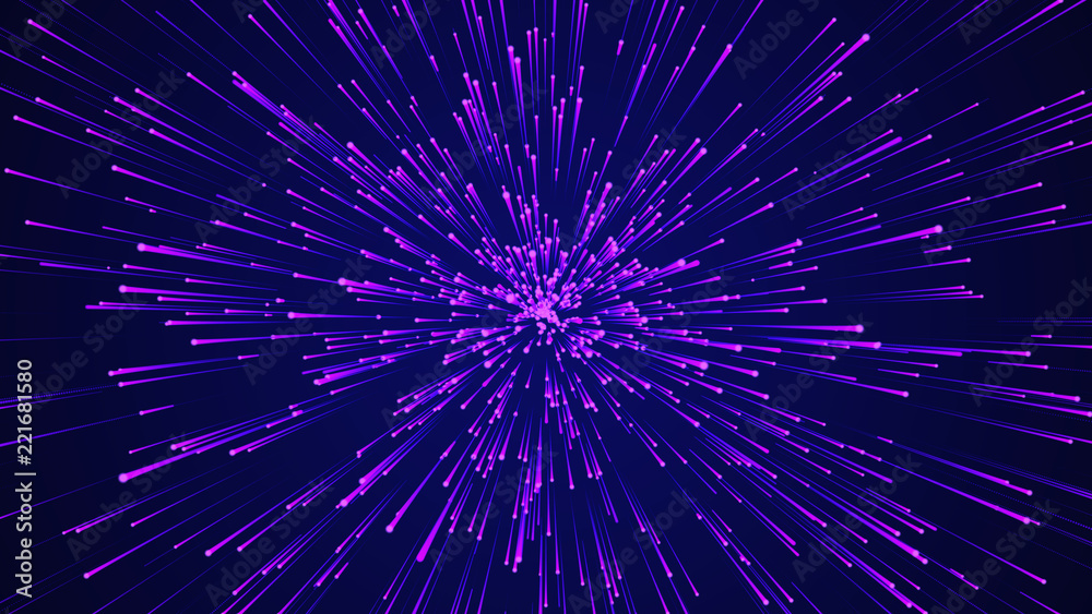 Aufkleber Abstract circular speed background. Starburst dynamic lines pattern. Abstract data flow background. 3D rendering.