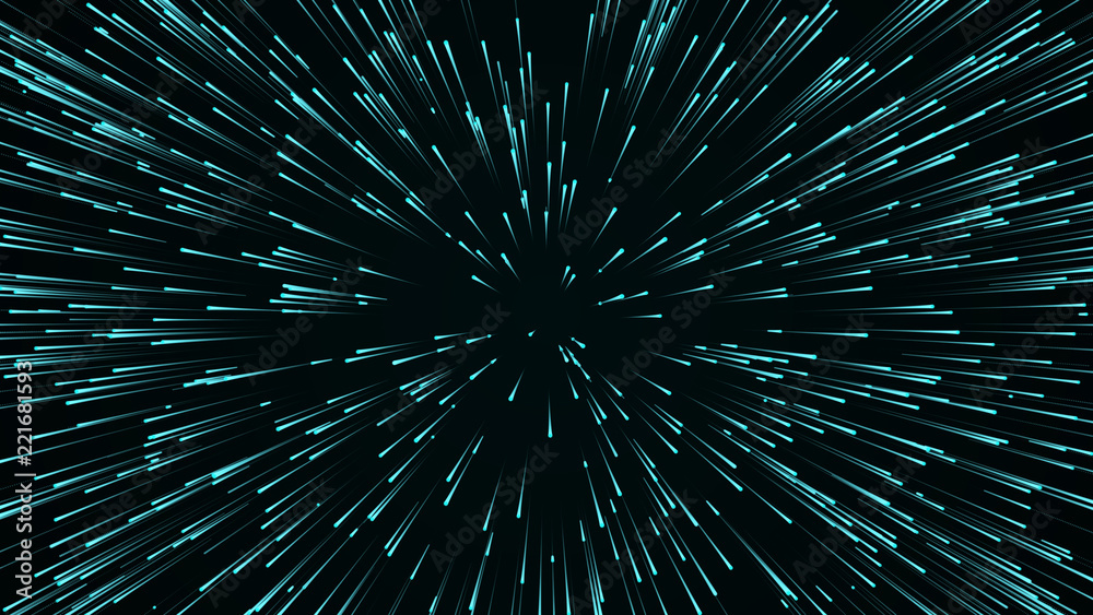 Poster Abstract circular speed background. Starburst dynamic lines pattern. Abstract data flow background. 3D rendering.