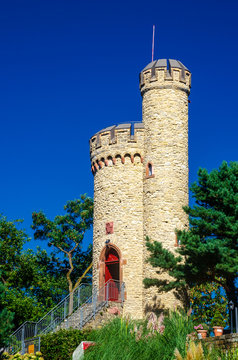 Lennebergturm im Lennebergwald zwischen Mainz und Budenheim am Rhein, Rheinhessen, Rheinland-Pfalz