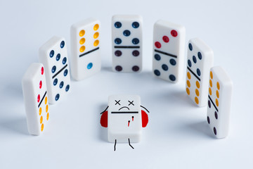 Domino tiles on white background