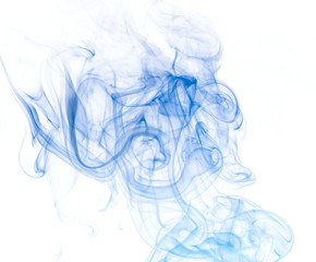 Blue smoke on white background