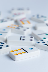 Domino tiles on white background