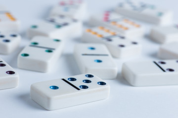 Domino tiles on white background