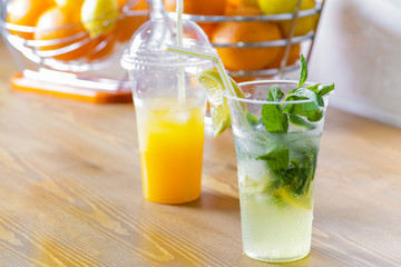 Fresh cocktails with fruits and chocolate