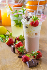 Fresh cocktails with fruits and chocolate