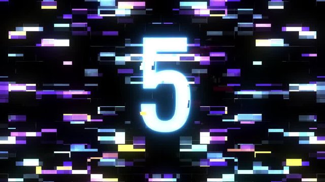 colorful futuristic laser glitch countdown from 10 to 1 interference background numbers from 10 to 1 new dynamic holiday joyful techno video footage
