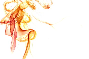 Red smoke on white background