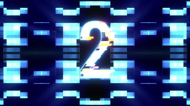 colorful futuristic laser glitch countdown from 5 to 1 interference background numbers from 10 to 1 new dynamic holiday joyful techno video footage
