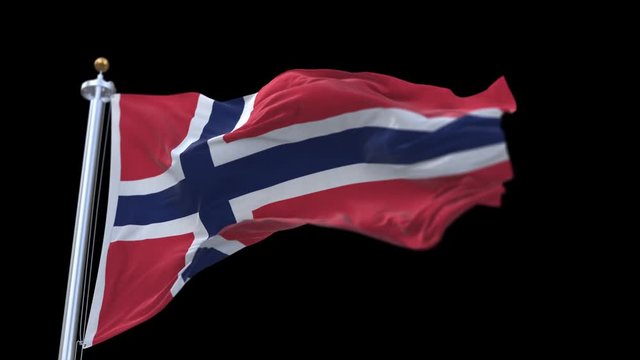 4k seamless Norway flag waving in wind.A fully digital rendering,The animation loops at 20 seconds.flag 3D animation with alpha channel included.