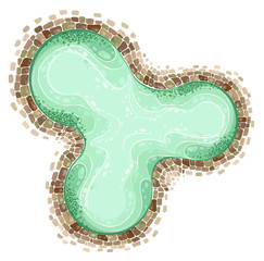 nature stone pond top view design vector illustration