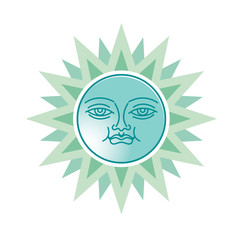 blue color sun with face vector illustration