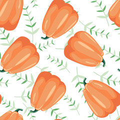 Seamless patterns with leaves and pumpkin ornaments