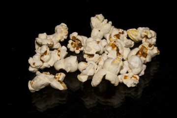 popcorn isolated on black background