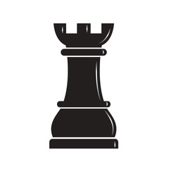 Fototapeta premium silhouette chess piece rook isolated on white back ground vector drawing