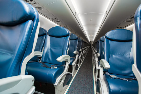 Empty seats in economy class airplane