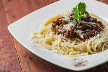 Spaghetti Bolognese with Parmesan Cheese