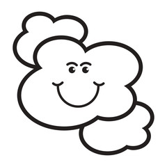 black outline happy cloud vector cartoon isolated on white back ground