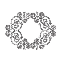 isolated black outline spiral pattern design vector drawing