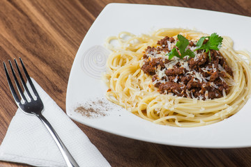 Spaghetti Bolognese with Parmesan Cheese
