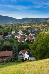 Fototapeta na wymiar A beautiful Bühlertal village and vineyards in the hills of Black Forrest near Baden-Baden, Germany.