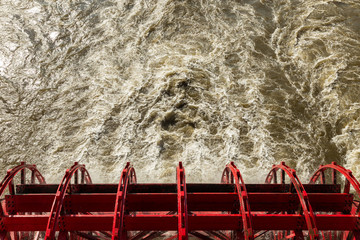 paddlewheel on a boat on the Mississippi River