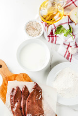 Sliced raw beef liver