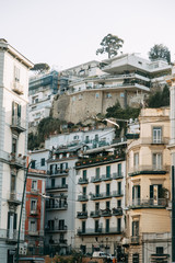 Beautiful streets and courtyards of Naples, historical sites and sculptures of the city. The monuments and architecture of ancient Italy. panorama of the city, species and tourist places.