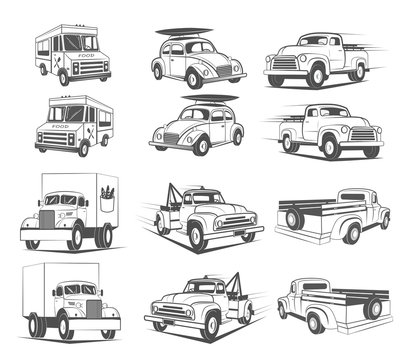 Set of vintage cars logo element design
