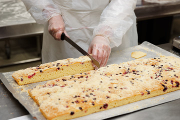 Chef is cutting biscuit