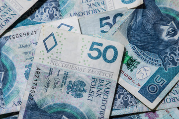 polish money background. 50 pln