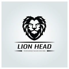 Lion head logo design template. Vector illustration
