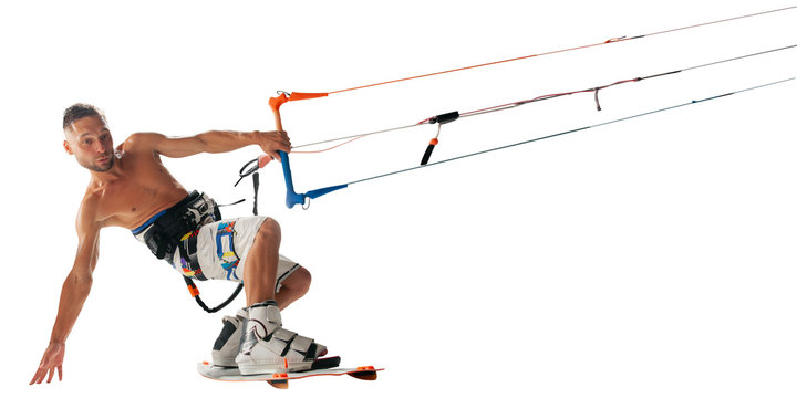 Kitesurfing isolated on white