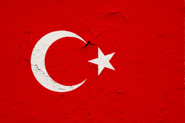 Turkish flag with wall background