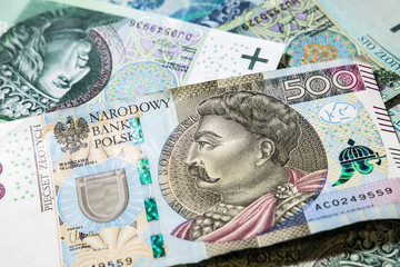 Obraz na płótnie Canvas polish money background, 500 pln