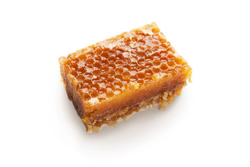 Tasty sweet cut honeycombs isolated on white