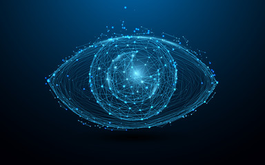 Eye form lines, triangles and particle style design. Illustration vector