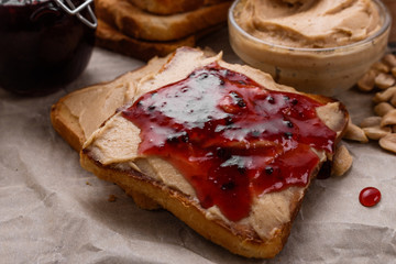 peanut paste on a wooden rustic background