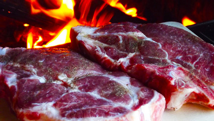 Beautiful pieces of fresh meat.Cook over an open fire.