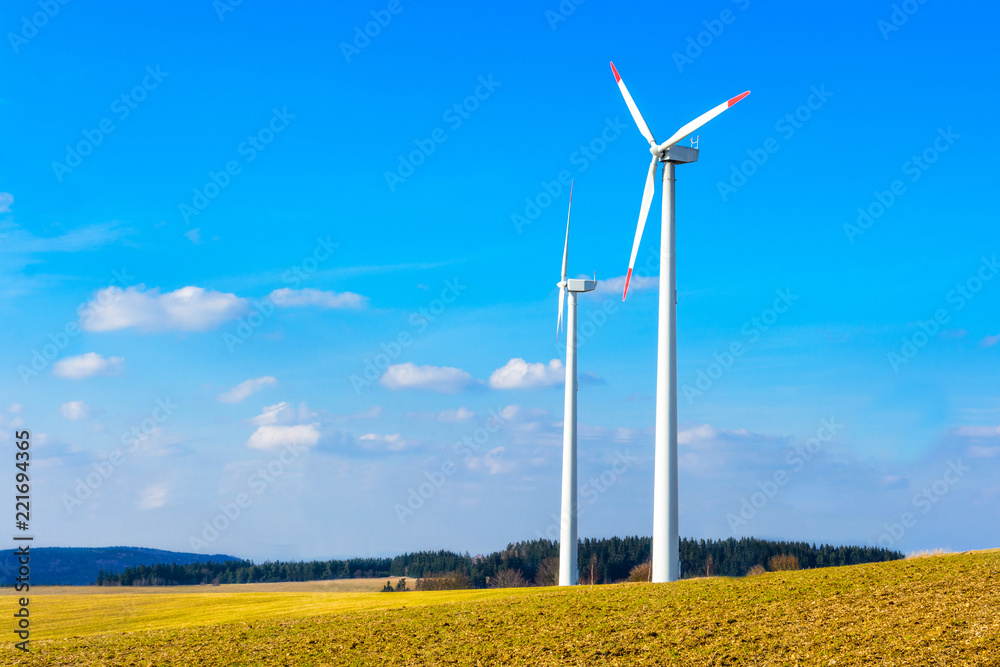 Wall mural wind power plants in the czech republic as a source of green energy. turbine green energy electricit