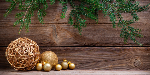 christmas background with golden decorations