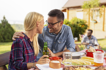 Couple at a barbecue party