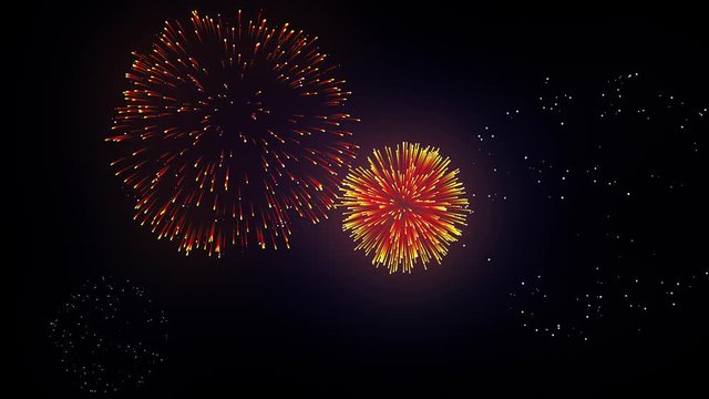 34. Colorful Fireworks Display on the Black Screen Background. Powerful Explosion of Pyrotechnics.