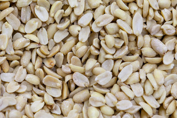 Purified peanut on market counter in daylight.
