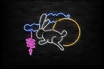 Vector realistic isolated neon sign of Mid Autumn Festival logo for decoration and covering on the wall background.