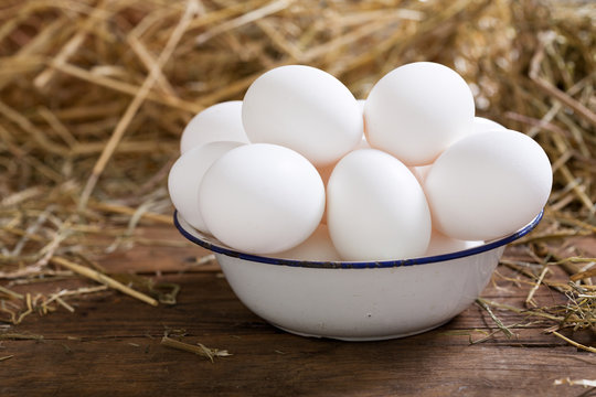 bowl of eggs on a wooden table
