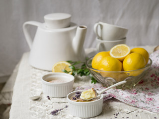 Citrus pudding with lavender