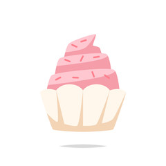 Pink cupcake vector isolated