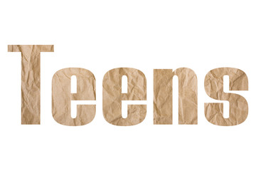 Teens word with wrinkled paper texture