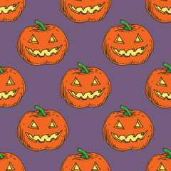Seamless Pattern. Pumpkins for Halloween