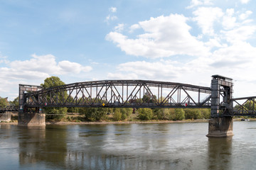 Lift bridge over the river Elbe in Magdeburg, Germany
